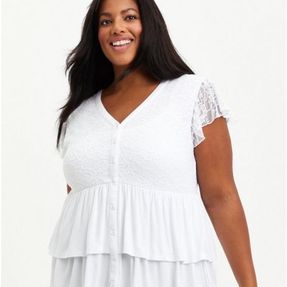 NWT white short sleeve super soft lace size 3X/22–24 - Picture 2 of 9